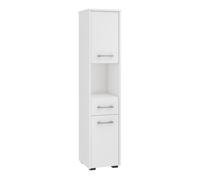 Columna de baño akord fin blanco 30 cm 2 puertas 1 cajón frente en color blanco 5 estantes 30x30x140 cm
