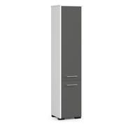 Columna de baño akord fin blanco 30 cm 2 puertas frente en color grafito gris 5 estantes 30x30x140 cm