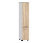 Columna de baño akord fin blanco 30 cm 2 puertas frente en color roble sonoma 5 estantes 30x30x140 cm