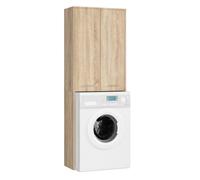 AKORD | Columna de Pared para empotrar Lavadora | Mueble Alto con 2 Puertas | Mueble contenedor de baño | CajoNero para Lavadora | 64x180x30 cm | Peso 30 kg | Roble Sonoma