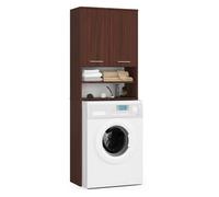 Columna de baño akord fin para empotrar la lavadora wengué 64 cm hueco 2 puertas color wengué mate 4 estantes 64x30x180 cm