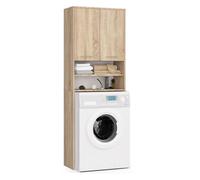 Columna de baño akord fin para empotrar lavadora 64 cm hueco 2 puertas roble sonoma mate 4 estantes 64x30x180 cm