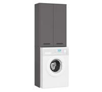 Columna de baño akord fin para lavadora 64 cm 2 puertas grafito gris 4 estantes 64x30x180 cm