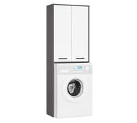 Columna de baño akord fin para lavadora grafito gris 64 cm 2 puertas frente en color blanco 4 estantes 64x30x180 cm