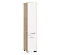 Columna de baño akord fin roble sonoma 30 cm 2 puertas frente en color blanco 5 estantes 30x30x140 cm