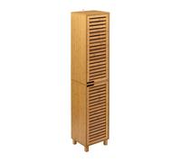 Columna de baño con patas sicela en color marrón estilo natural de bambú con 2 puertas y espacio de almacenamiento interno 33x168x28 cm 168 cm