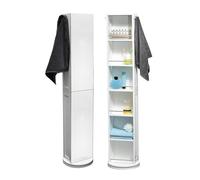 Columna de baño giratoria - 6 estantes + Espejo + 2 colgadores - Color blanco