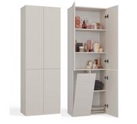 CDF Armario alto para baño NEL 1K DD | Color: Cachemira (beige) | Moderna estantería de baño | armario de almacenamiento | amplios estantes | puertas | fácil montaje | tiradores elegantes
