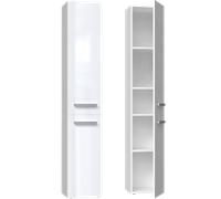 CDF Mueble de Baño Columna Alta Armario Auxiliar Estrecho Salvaspazio con Puertas Largas y 5 Estantes Interiores para Lavandería 31 x 30 x 174 cm - Blanco Brillante