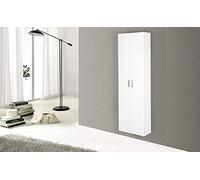 Columna de baño suspendida con 2 puertas, color blanco brillante. Asas cromadas y estantes interiores. cm. 48 x 22 x 160 cm. (STMB)
