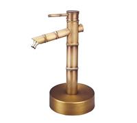 Columna de cobre antiguo para jardín, grifo de bambú a prueba de heladas con base gruesa y manguera de entrada de agua, 34 cm, elegante y columna de agua de jardín en color marrón