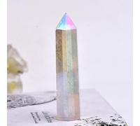 Columna de cristal natural de cuarzo mineral de roca de cuarzo con punta de cristal arco iris varita de decoración del hogar, galvanizado, 50-60 mm