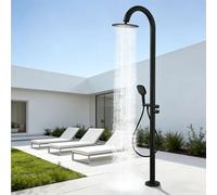 Columna de ducha al aire libre, ducha de acero inoxidable con aireador antisalpicaduras, grifo giratorio de 360° para uso junto a la piscina