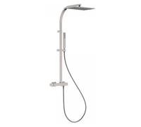 Columna de ducha con grifo monomando de latón y acabado de acero BASIC Slim Exclusive TRES