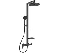 Columna de ducha con grifo monomando ideal standard alu+ negro mate rociador 26 cm redondo sistema antical cuerpo frío antiquemaduras