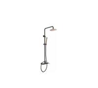 Columna de ducha con una barra extensible de diseño moderno en color negro mate y oro rosa Milos de Imex