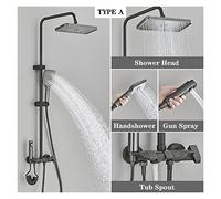 Columna de Ducha, Ducha Digital Smart Black Piano de Ducha de Lluvia Gris(Grey A)