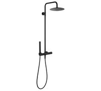 Columna de ducha mecánica LEMINA | acabado negro mate | rociador redondo + teleducha con barra | diseño moderno y funcional | EUROSANIT