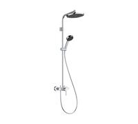 hansgrohe Activera S - sistema de ducha ahorro de agua (EcoSmart) con grifo monomando, ducha lluvia con grifo, ducha de mano (2 tipos de chorro), flexo, barra, ducha fija redonda, cromo, 28875000
