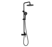 Columna de ducha monomando modelo OSL BLACK, 2 vías, regulable en altura de 83 a 120 cm. Incluye flexo, ducha de mano y rociador redondo