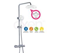 Columna de ducha monomando modelo PIN cuadrada tubo extensible regulable en altura de 80 a 120 cm. Incluye ducha de mano y rociador con diseño cuadrado