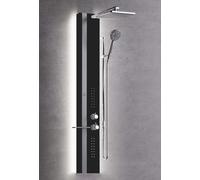 Columna De Ducha Novellini Line 2 Hidro Light LED Termostático Negro Mate Plata