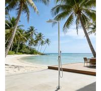 Columna de ducha para exteriores, sistema de ducha independiente de acero inoxidable con cabezal de ducha y accesorio de mano para piscina y jardín