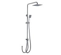 Columna de ducha SIN GRIFERÍA extralarga extensible de 100 a 150 cm. Se conecta a grifos de ducha estandar. Incluye desviador, 2 flexos de 60cm y 175cm, ducha mano y rociador superior diseño cuadrado