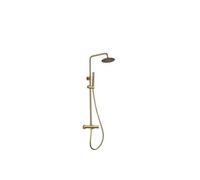 Columna de ducha termostática ajustable con rociador y alcachofa de mano de acabado dorado cepillado Ebro de Valaz - 25 cm