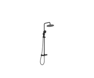 Columna de ducha termostática con grifo para bañera y rociador con alcachofa de acabado negro mate Ebro de Valaz - 30 cm