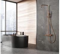 Columna de ducha termostática de latón, Barra de baño con grifo termostático, Serie Brezzo de Mice Colection (Cobre Mate)
