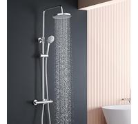 Columna de Ducha Termostática YOOZENA Conjunto de ducha Multifuncional Inoxidable Altura Ajustable 829mm-1221mm Ducha de Mano 3 Funciones Ducha Redondo para Cuarto de Baño