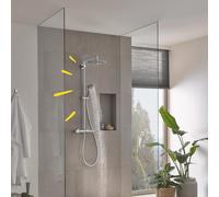 Columna de ducha termostático con grifo vitalio joy 260 de 111,6 cm de alto en color gris
