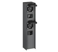 ledscom.de Columna de enchufes para jardín POMI para Exterior con Interruptor, IP44, Doble, Acero Inoxidable, Antracita, Cuadrada, 33 cm