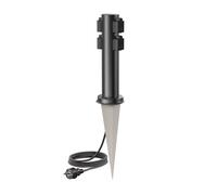Columna de enchufes para jardín PORU con estaca y cable de 5 m para exterior, 4