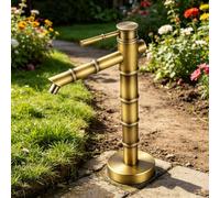 Columna de fuente de agua para jardín, poste de grifo de agua de cobre, grifo de jardín vertical independiente para hidrante de jardín al aire libre - Diseño de junta de bambú
