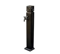 Columna de grifo de acero inoxidable para exteriores, soporte de manguera de jardín de 100 cm con pistola pulverizadora, fuente de agua decorativa, acabado negro duradero para uso en césped y jardín