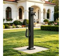 Columna de grifo independiente exterior, grifo de agua para jardín de acero inoxidable 304 con rociador de mano, hidrante de jardín resistente a la intemperie para piscina patio(D,Height: 80cm/31.5in)