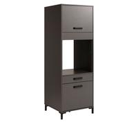 Columna de horno de cocina smoke estilo industrial en color gris con 1 cajón y 2 puertas 63x188x60 cm