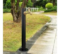 Columna de jardín exterior con grifo, anticongelante y resistente a las heladas, ideal para riego de césped, patio y lavado. Columna vertical cilíndrica de acero inoxidable 304 (altura: 60 cm/23,6 pul