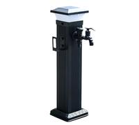 Columna de jardín vertical cuadrada con fuente al aire libre para terraza, 60,5 cm, decoración de suelo, función de agua, perfecta para mejorar el jardín y relajarse