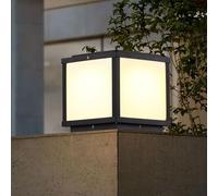 Columna de luz solar para exteriores con carcasa de aluminio impermeable para jardín, entrada, patio, pilar cuadrado negro, valla, cubierta, luz de poste