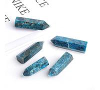 Columna de obelisco hexagonal pulida de un solo punto de apatita azul de cristal natural para decoración del hogar, 5-6 cm
