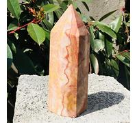 Columna de piedra de cerdo natural de cristal Punto de torre de cristal de cuarzo decoración de la habitación (Size : 450-500g)