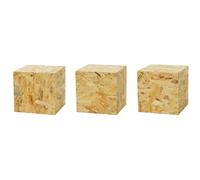 Columna decorativa OSB, columna de flores para salón, soporte para plantas, decoración de pedestal, diseño loft, base estable, aspecto natural, 20 x 20 x 20 cm, 3 unidades