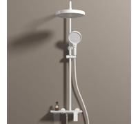 Columna Ducha Exterior de Pared de 150cm con Grifo para Bañera 3 Salidas Grifos Duchas de Baño,Blanco