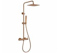 Columna Ducha Monomando con Grifo y Barra Extensible Acero Inoxidable S.304 | Rociador Extraplano 20x30 cm Efecto Lluvia Antical + Mango de Ducha | Grifería Baño IMEX Toscana
