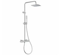 Columna Ducha Monomando con Grifo y Barra Extensible Acero Inoxidable S.304 | Rociador Extraplano 20x30 cm Efecto Lluvia Antical + Mango de Ducha | Grifería Baño IMEX Toscana