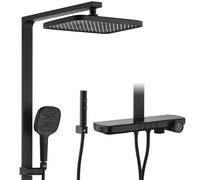 Columna Ducha,Negro Sistema de ducha multifuncional de temperatura constante,Equipado con ducha fija,Teleducha,Pistola rociadora y salida de agua inferior Set de ducha