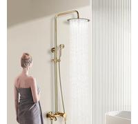 Columna Ducha Termostatica Duchas De Baño Columna Altura Ajustable Sistema De Ducha Acero Inoxidable,Con Ducha De Mano Y Grifo,Para El Hogar, Hotel, Baño, Piscina(Dorado)